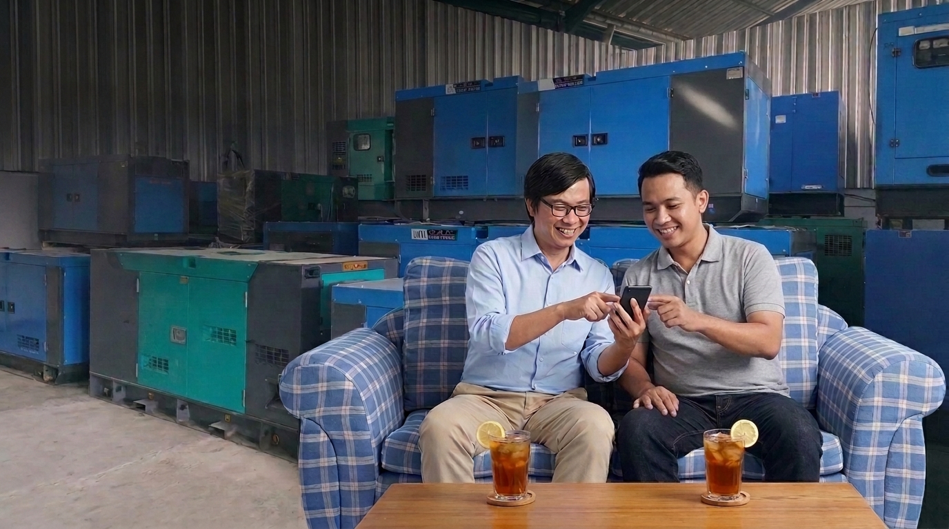 Tim teknisi Sewa Genset Pekanbaru sedang instalasi genset di lokasi klien